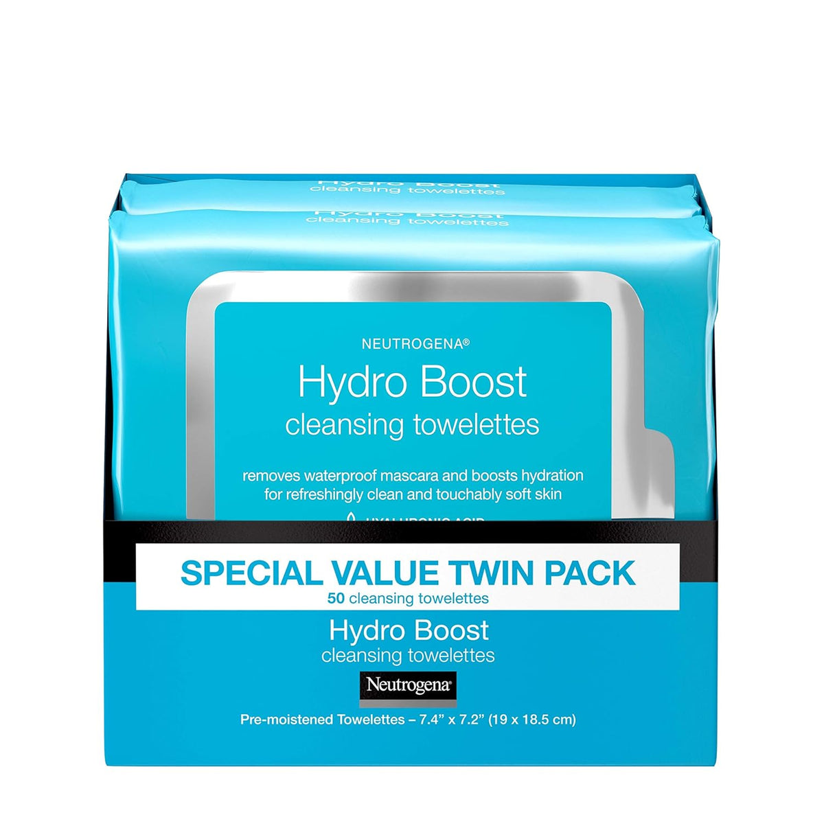 Neutrogena Neutrogena Hydroboost Facial Cleansing & Makeup Remover Wipes With Hyaluronic Acid, Twin Pack, 25 Ct, 25 count (Pack of 4)