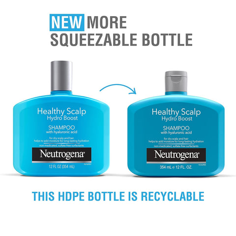 Neutrogena Moisturizing Healthy Scalp Hydro Boost Shampoo for Dry Hair and Scalp, with Hydrating Hyaluronic Acid, pH-Balanced, Paraben & Phthalate-Free, Color-Safe, 12 fl oz