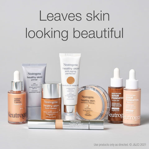 Neutrogena Healthy Skin Sensitive Skin Serum Foundation with Pro-Vitamin B5, Color Correcting & Pore Minimizing Liquid Foundation & Face Serum, Buildable Coverage, Light/Medium 02, 1 oz