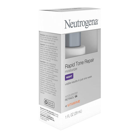 Neutrogena Rapid Tone Repair Night Cream with Retinol, Vitamin C and Hyaluronic Acid - Anti Wrinkle Face and Neck Moisturizer - Vitamin C, Retinol, Glycerin, Hyaluronic Acid, 1 fl. Oz
