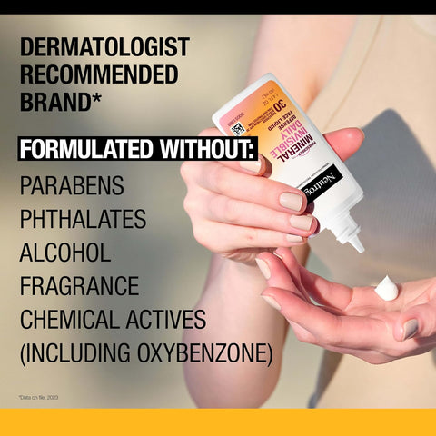 Neutrogena Purescreen+ Invisible Daily Defense Mineral Sunscreen for Face with SPF 30, Broad Spectrum Mineral Sunscreen with Vitamin E, Water Resistant, Fragrance-Free, 1.4 fl. oz