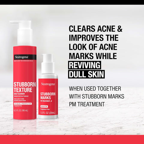 Neutrogena Stubborn Texture Daily Acne Facial Cleanser,Salicylic Acid Face Wash + Glycolic & Polyhydroxy Acids,Fragrance-Free,6.3 fl. oz,(Pack of 2)