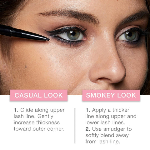Neutrogena Nourishing Eyeliner Pencil, Built-in Sharpener for Precise Application and Smudger for Soft Smokey Look, Luminous, Nonfading and Nonsmudging Cosmic Black 10, .01 oz